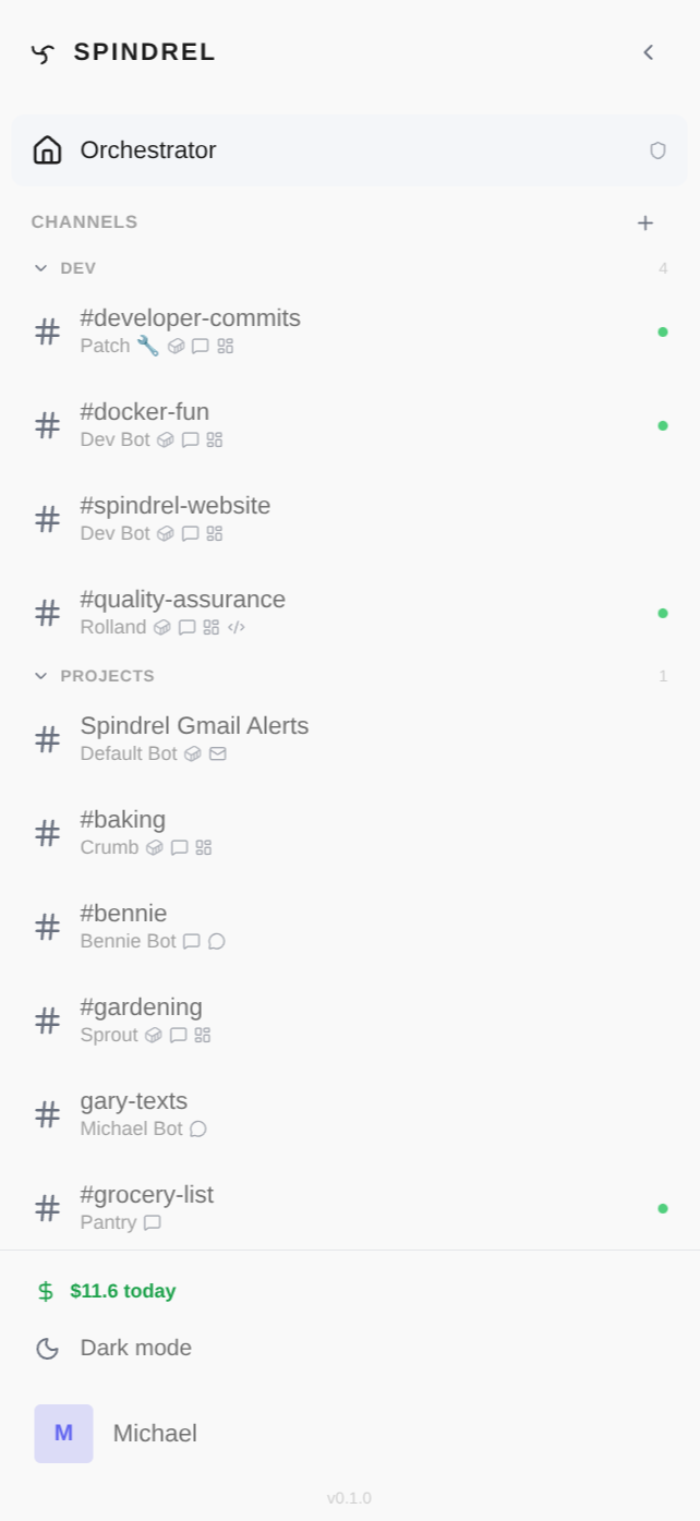 Channel sidebar with workspace files