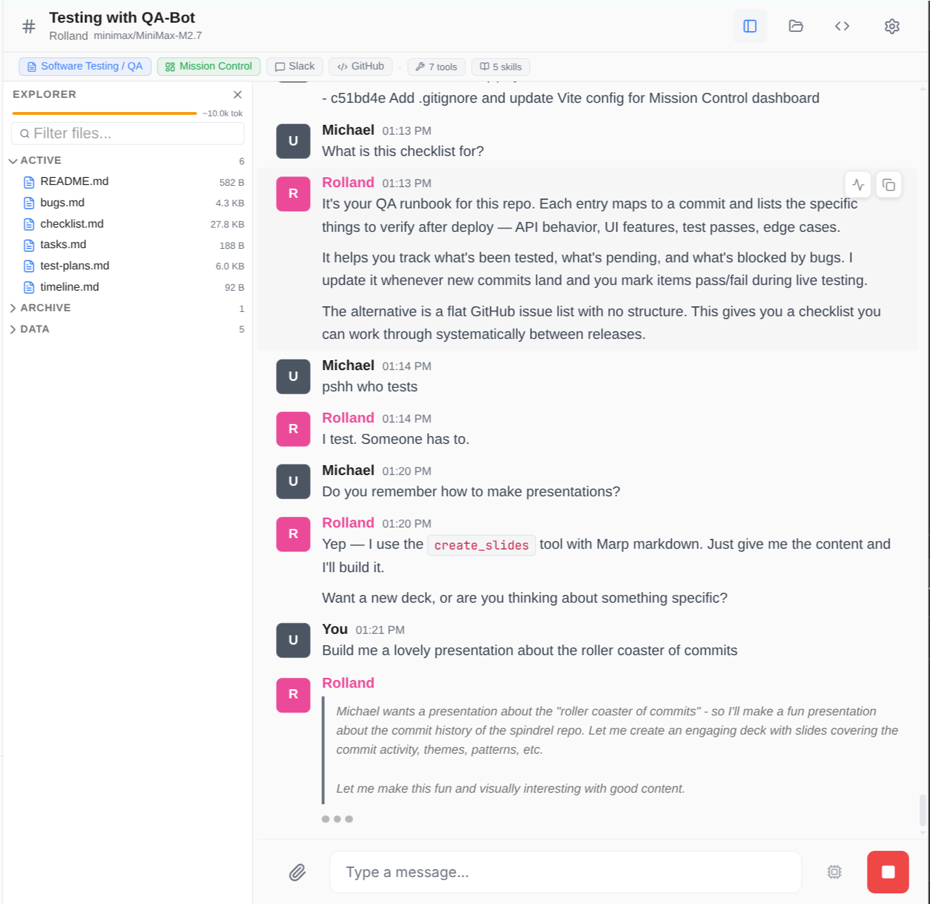 Bot generating Marp slide deck