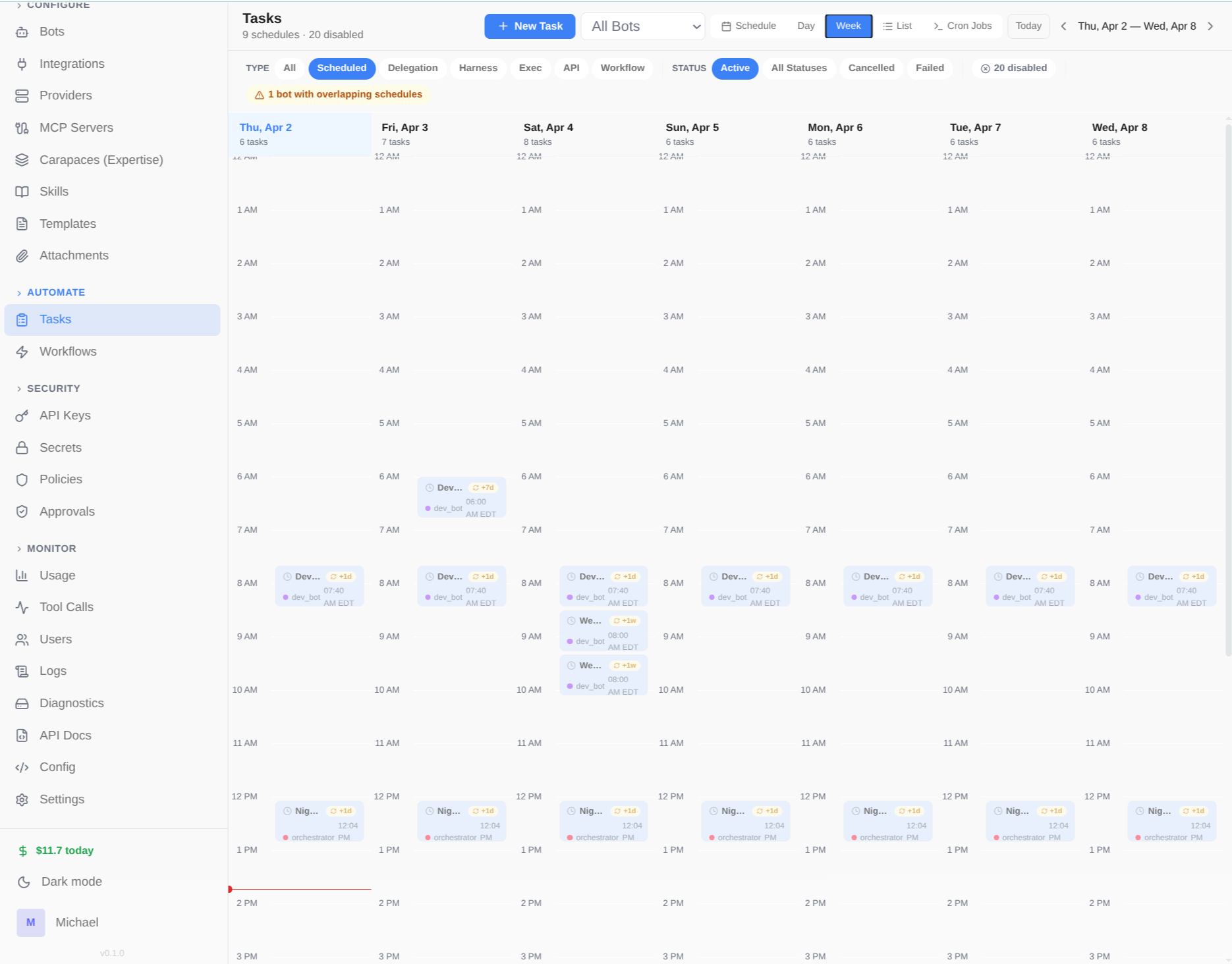 Task scheduler week view