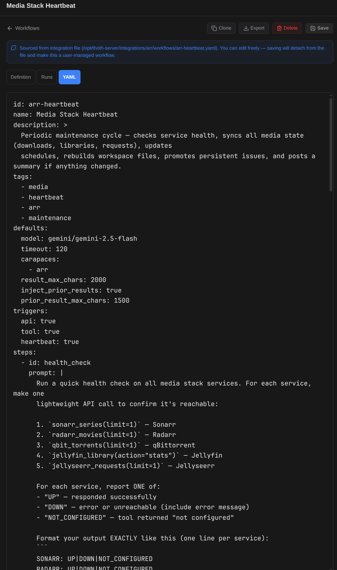 YAML workflow definition with steps, triggers, and carapaces